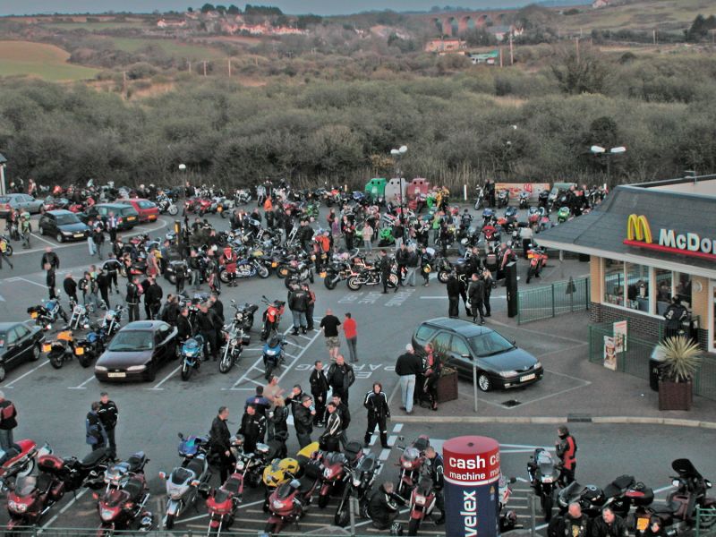 Bikers have a weekly Tuesday meeting here near to Hayle, on the eastern side of the by-pass,the A30 in Cornwall.